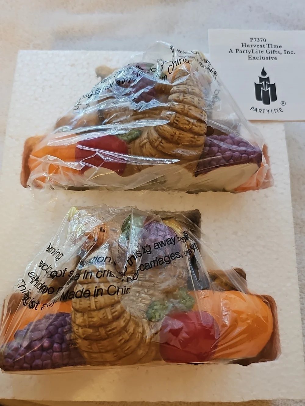 EUC Vintage Harvest Time PartyLite Ceramic Taper Candle Holders.